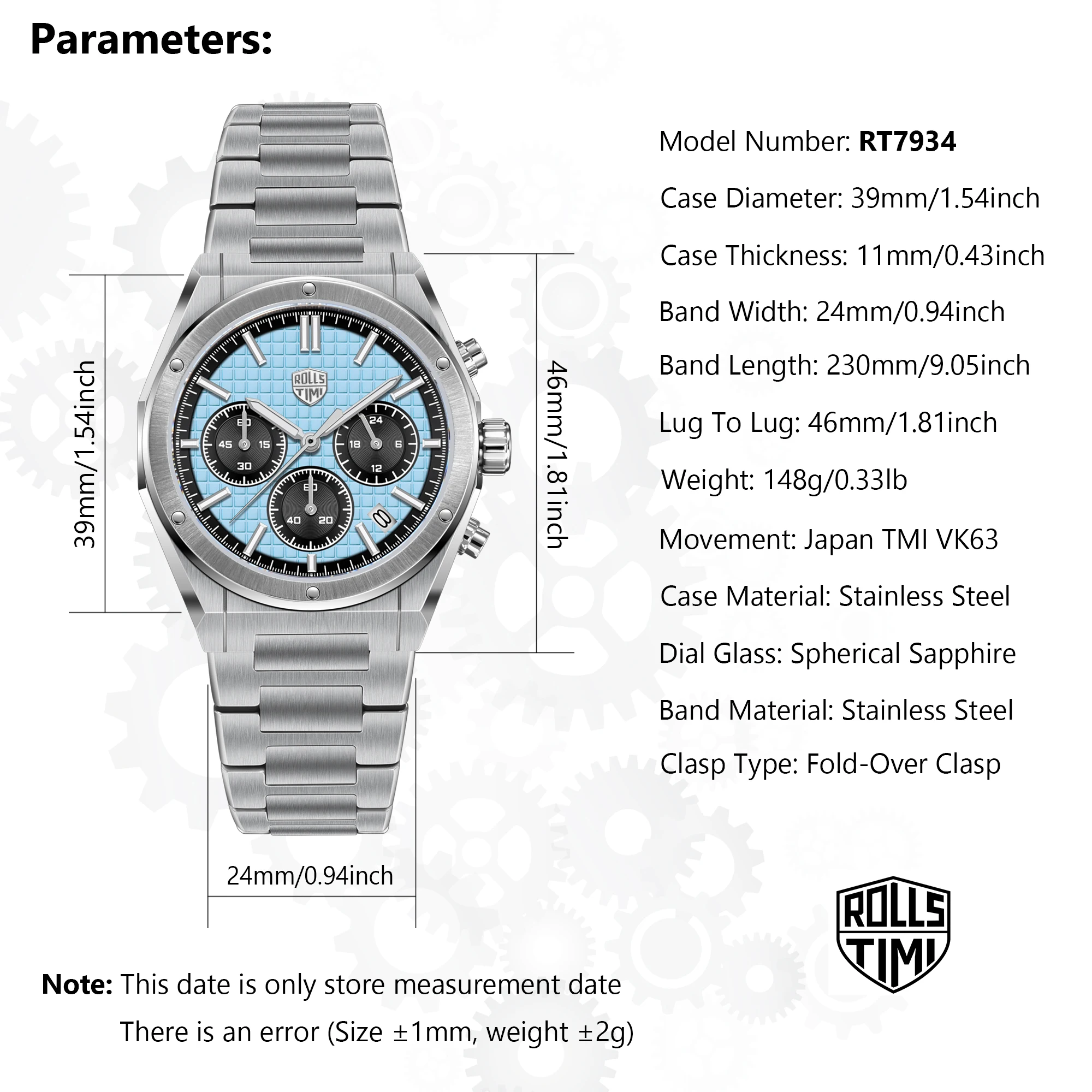 Nuovo 2025 RollsTimi Orologio da uomo al quarzo Orologi di lusso con specchio in zaffiro Orologio da polso sportivo impermeabile Regalo per uomo Orologi di design superiore