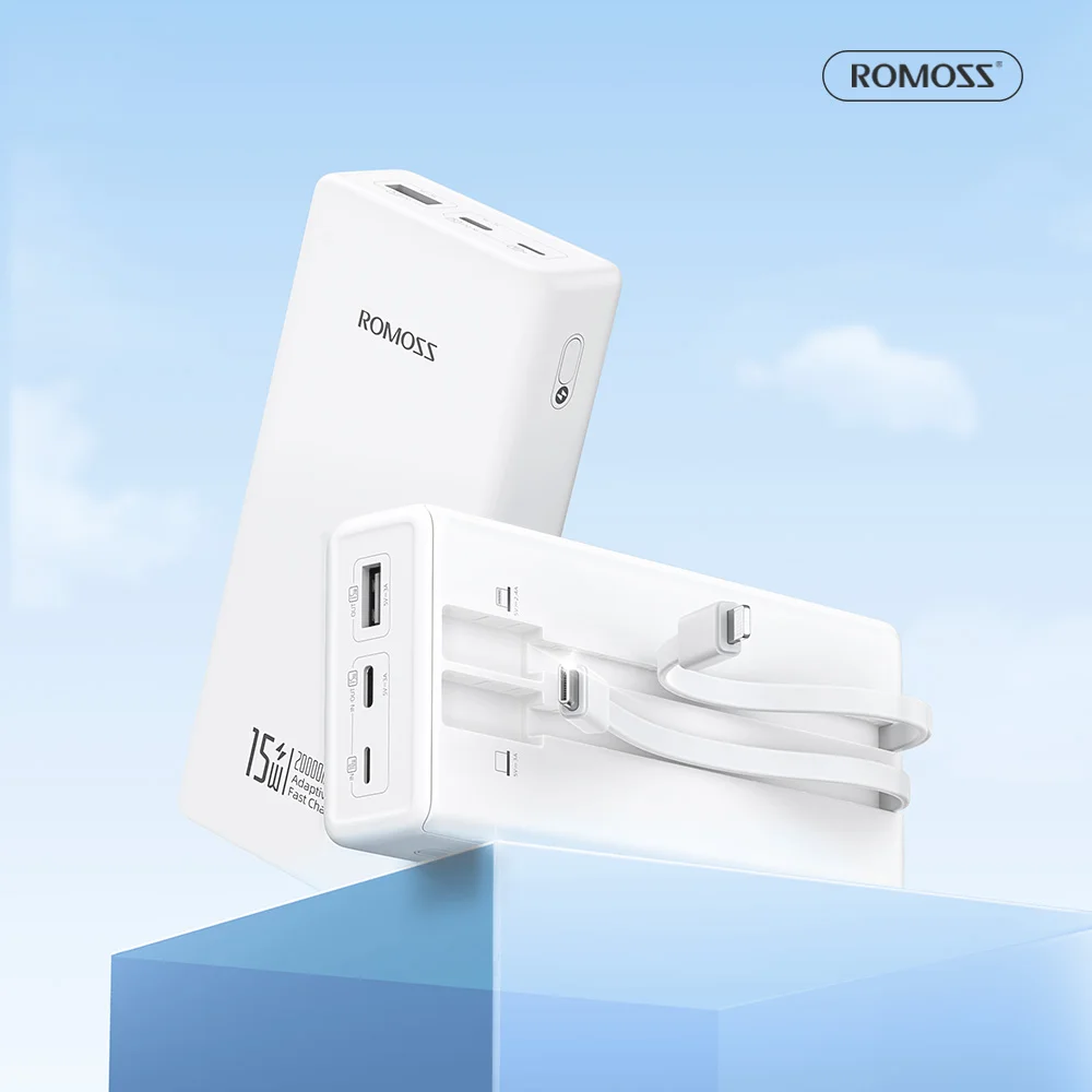 [الشحن الكوري] كابل Robos Power Bank Prc10 15W أبيض 10000Mah كابل مدمج