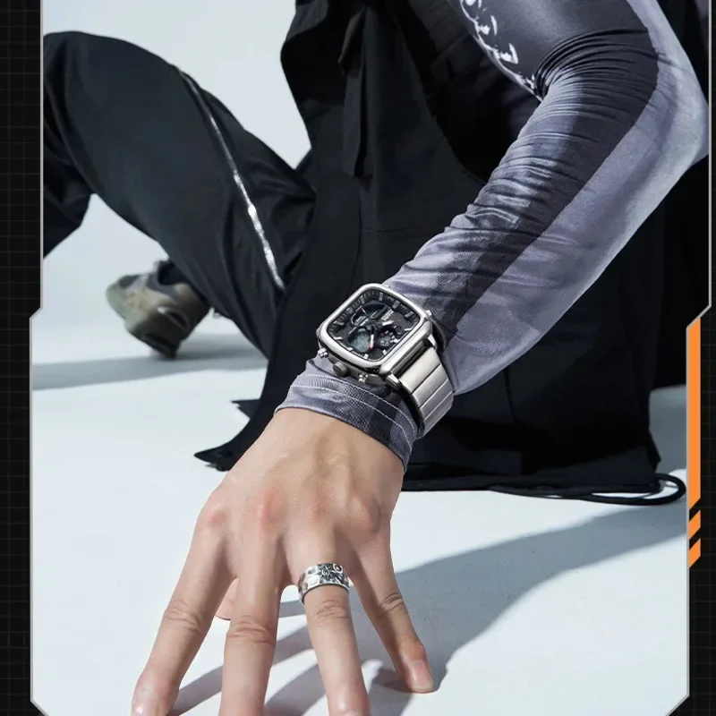 مارك فيرويل ساعات للرجل 4420 جديد المزدوج عرض مربع الهاتفي الفولاذ المقاوم للصدأ ساعات كوارتز مقاوم للماء ساعة رجالية هدية صندوق