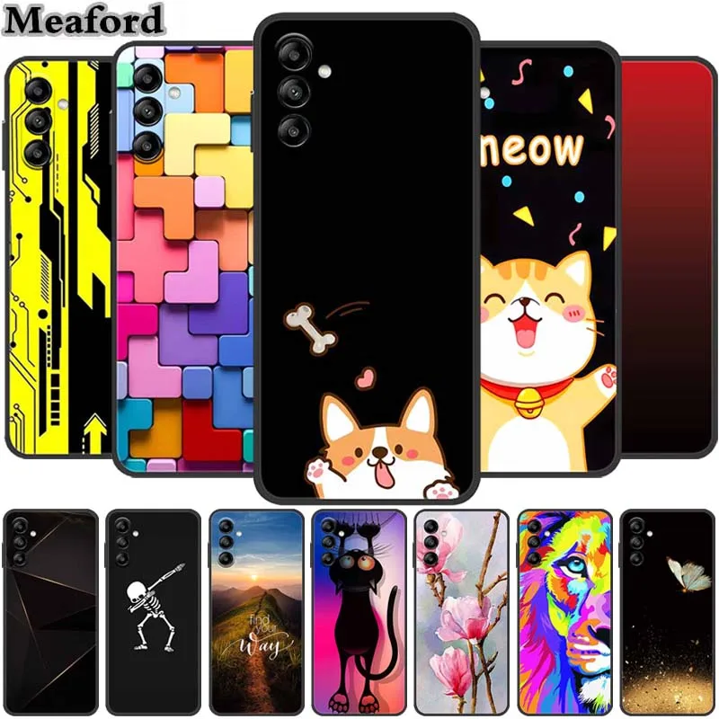 For Samsung Galaxy A14 4G 5G Case Animals TPU Soft Silicone Back Cover Phone Cases for Samsung A15 4G 5G SM-A145F Dog Cat Coque