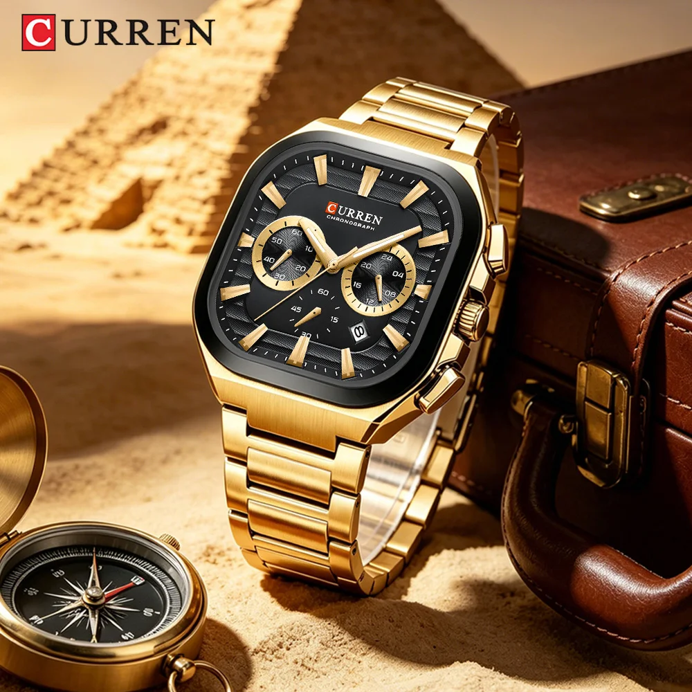 CURREN Brand New Authentic Men's Waterproof Quartz Watch Stainless Steel Luminous Chronograph Luxury Watch Men's Gift 8496