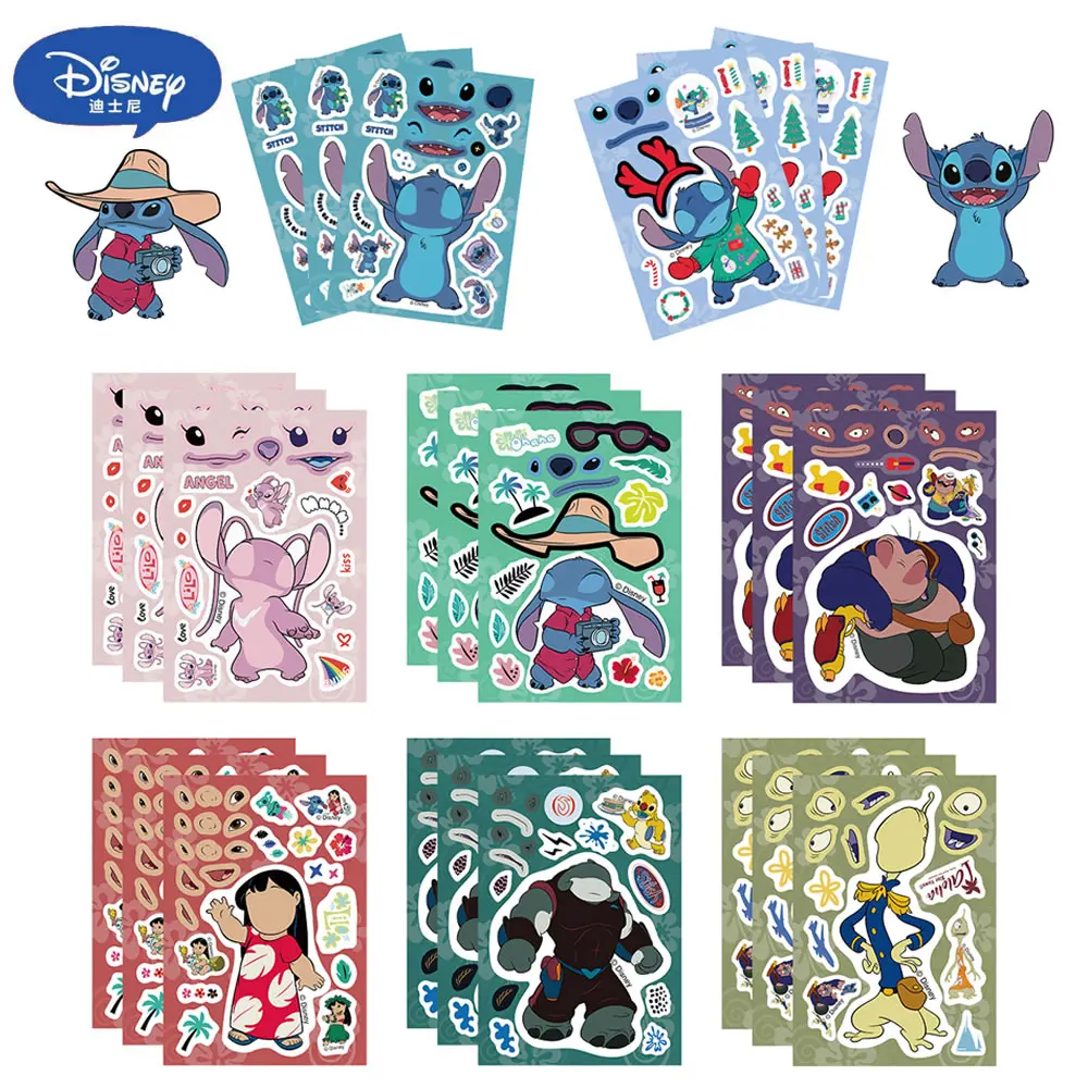 8 fogli adesivi punto creare una faccia puzzle di cartoni animati anime libro per laptop giocattoli fai da te Kawaii assemblare puzzle bambini ragazzi ragazze