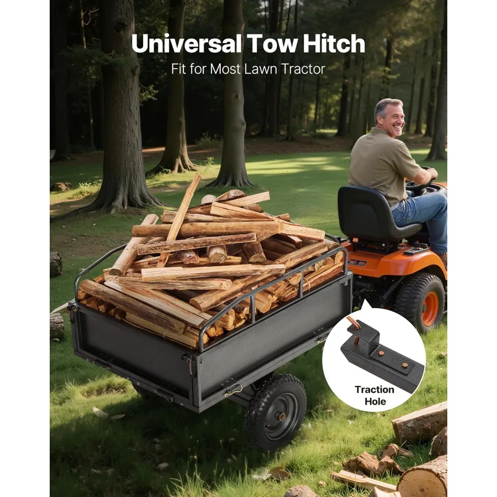 10 أقدام مكعبة ومقطورة ATV شديدة التحمل بسعة 500 رطل مع ميزة عربة تفريغ، وعربة أدوات قابلة للقطر من الفولاذ #2