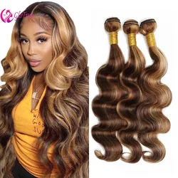 Mechones de cabello humano rubio degradado, cabello ondulado, 12-26 pulgadas, 12A, sin procesar, brasileño, virgen, marrón y negro, 100 g/PC