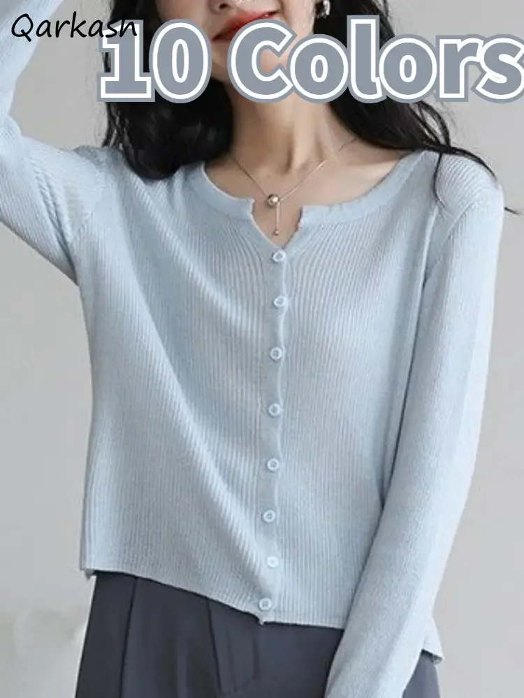 

Sun-proof Cardigan Women Baggy Thin Breathable Summer Vintage Soft Elegant Basics Office Lady Knitting Casual Ulzzang Streetwear