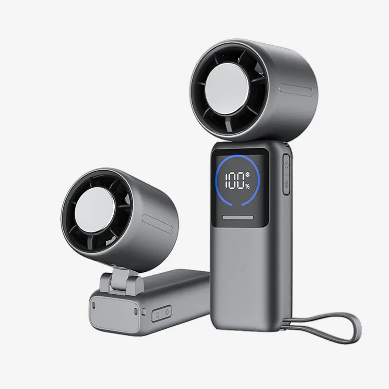 New K36 Handheld Fan Mini USB Fan High Wind Digital Display Small Fan Outdoor Power Bank New 3C