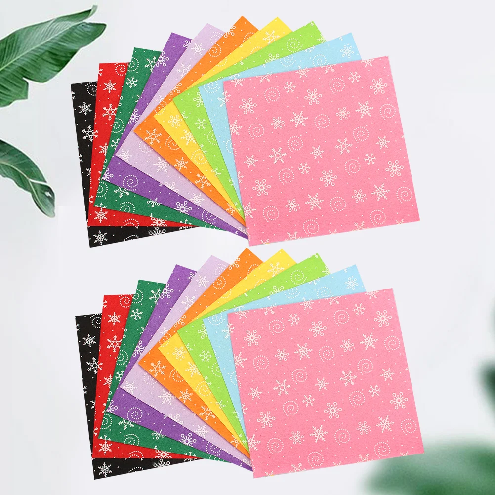 

20Pcs Handmade Non-Woven Fabric Sheets Snowflake Design DIY Craft for Children Creative Play Improve Motor Skills 15x15cm Black