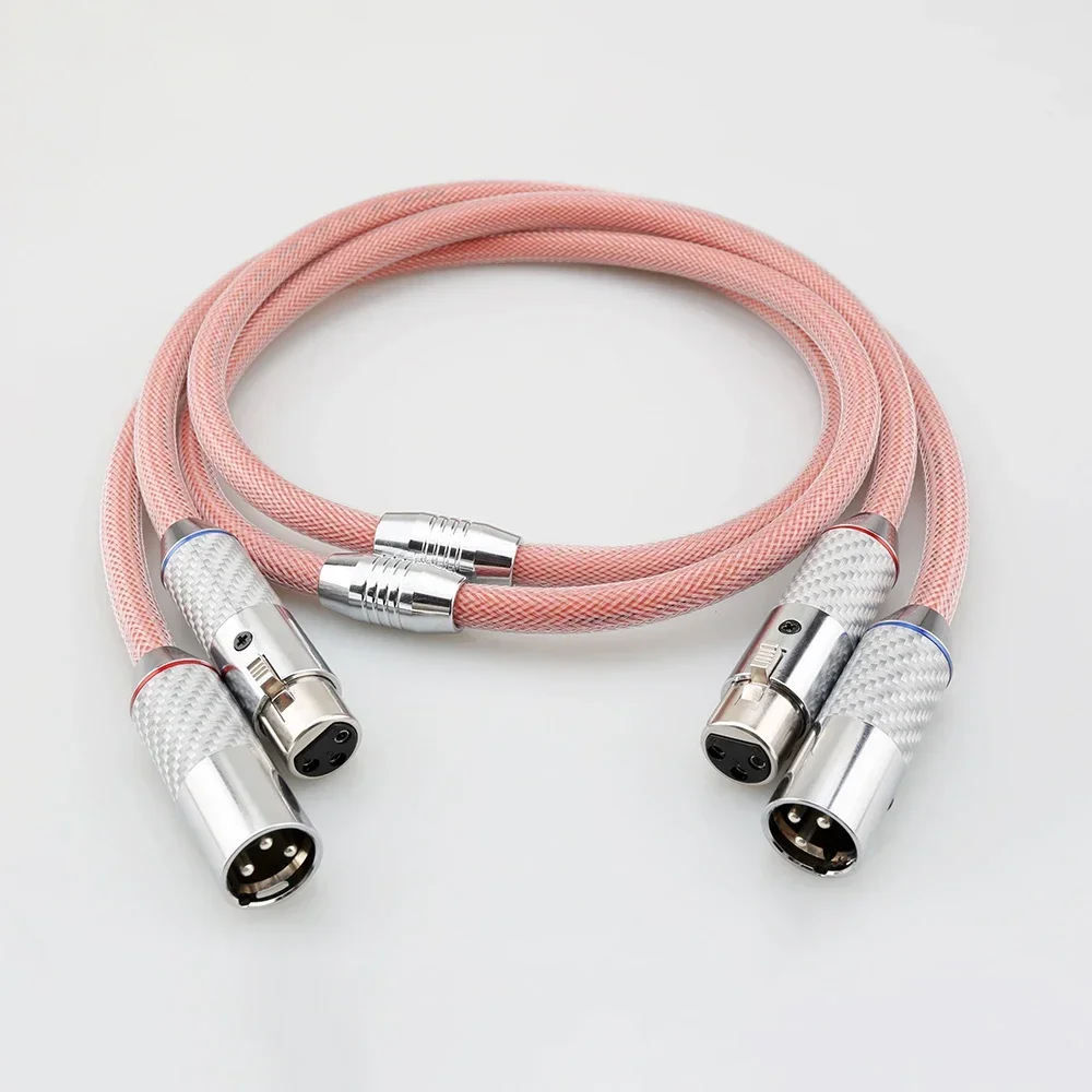 Pair A88 Pure Silver 4Cores XLR Balanced Cable HIFI Audio carbon fibre Rhodium plated Plug cord