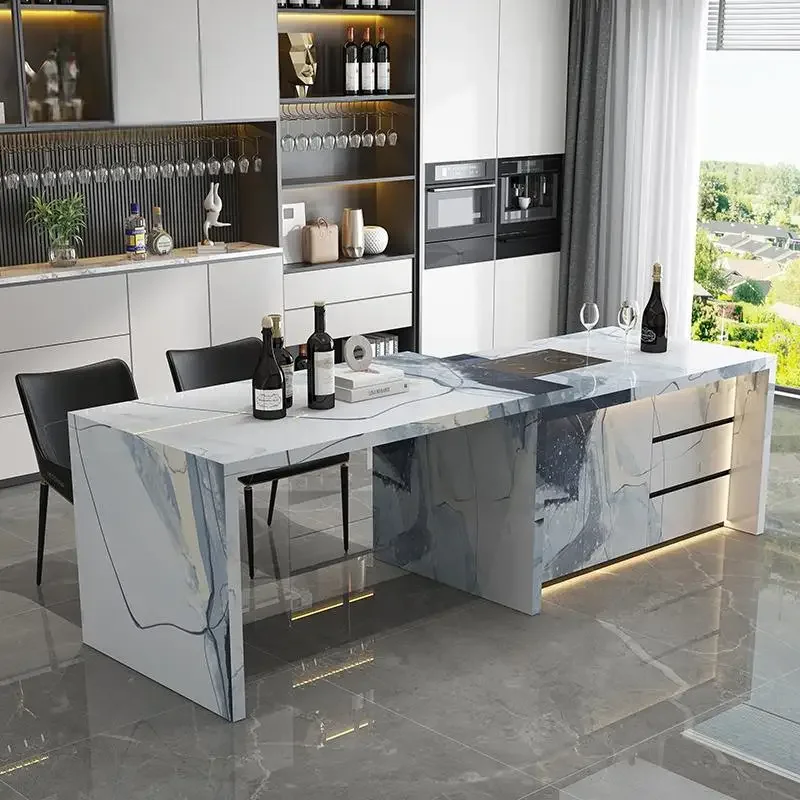 Table d'îlot rétractable multifonctionnelle avec pierre télescopique