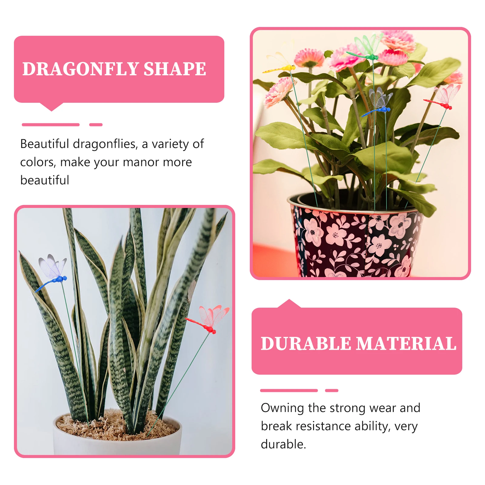 

12pcs Dragonfly Decorations Durable Garden Stake Colorful Yard Lawn Flower Pot Garden Dragonfly Grassland Decor
