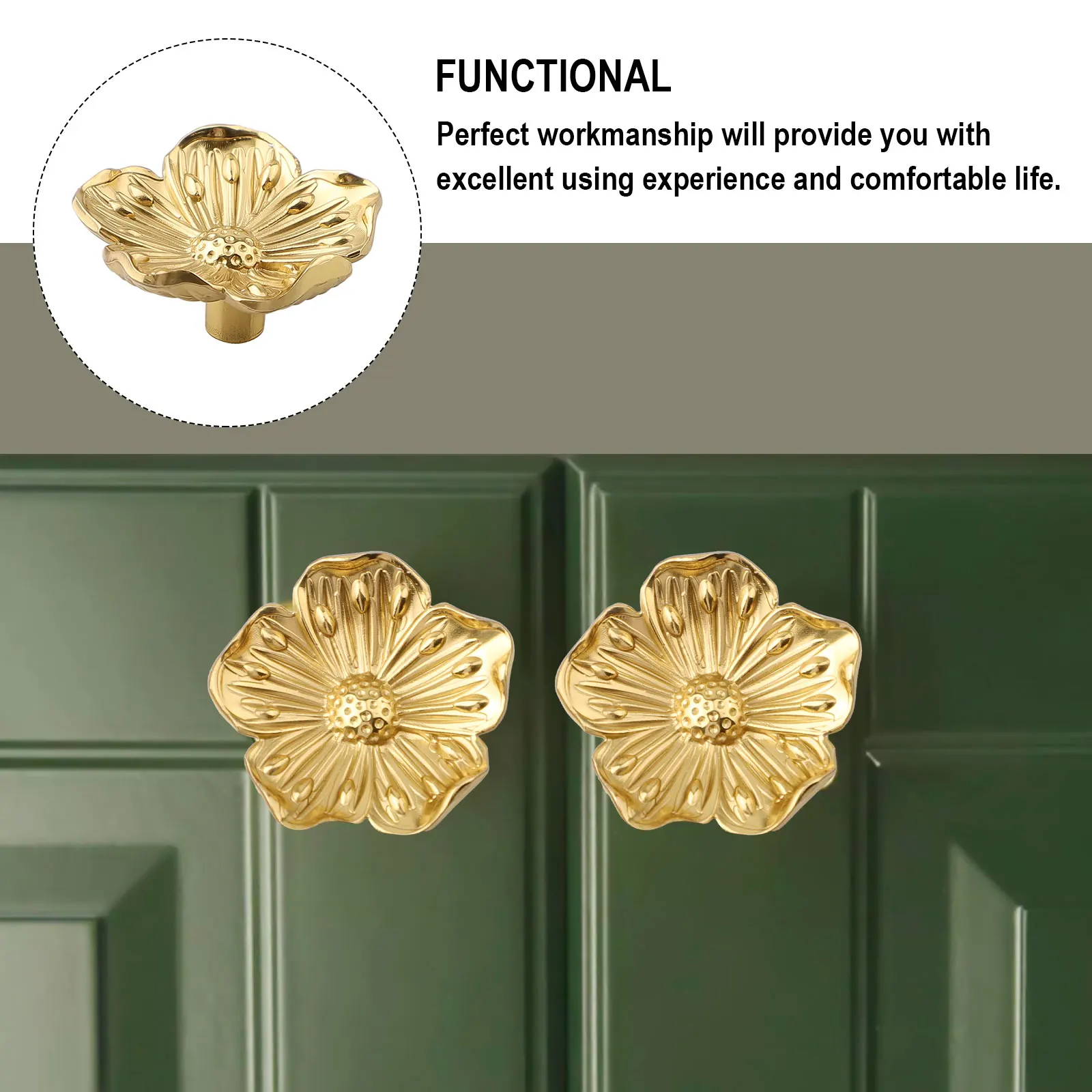 

Золотые ручки для кухонных шкафов, ручки для ящиков комода, золотые ручки-цветы для кухонных шкафов, ручки-скобы для кухонных шкафов из цельной латуни