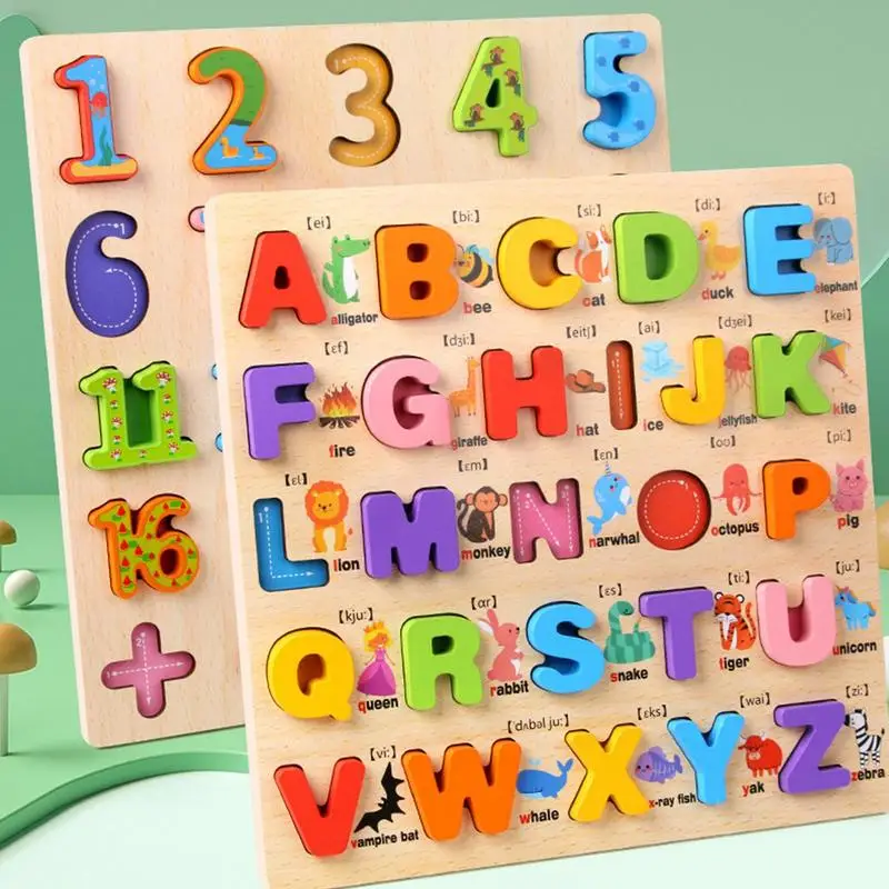 Wooden Alphabet Puzzle Preschool Educational Alphabet Number Matching Game Alphabet Learning Toys Letters Matching Game Wooden