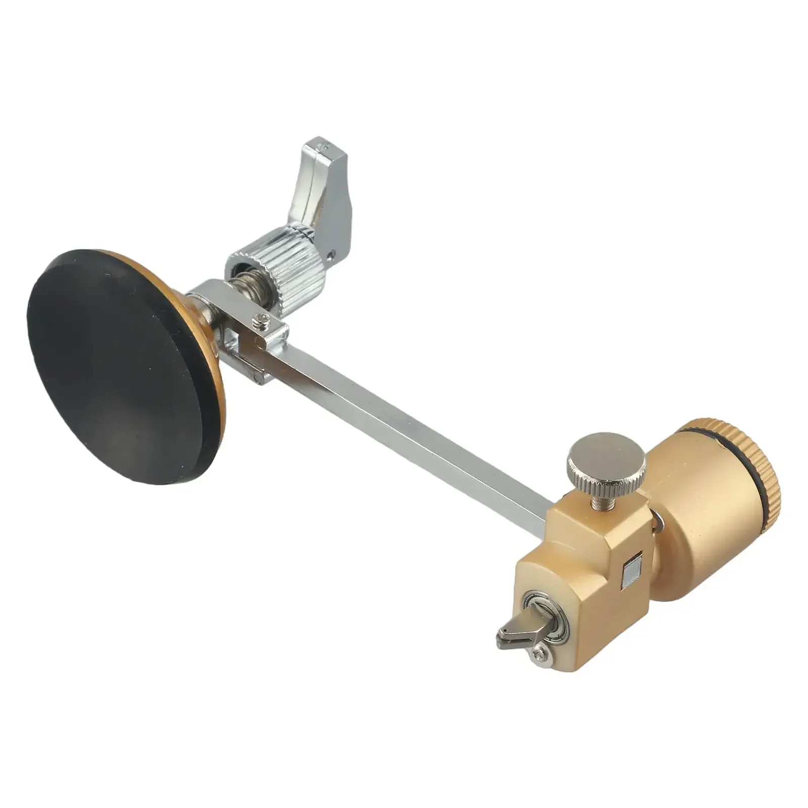 

Стеклорез, присоска, инструмент для резки стекла, металлический сплав, полированный золотой металлический рычаг, резиновый материал, использование с режущим маслом