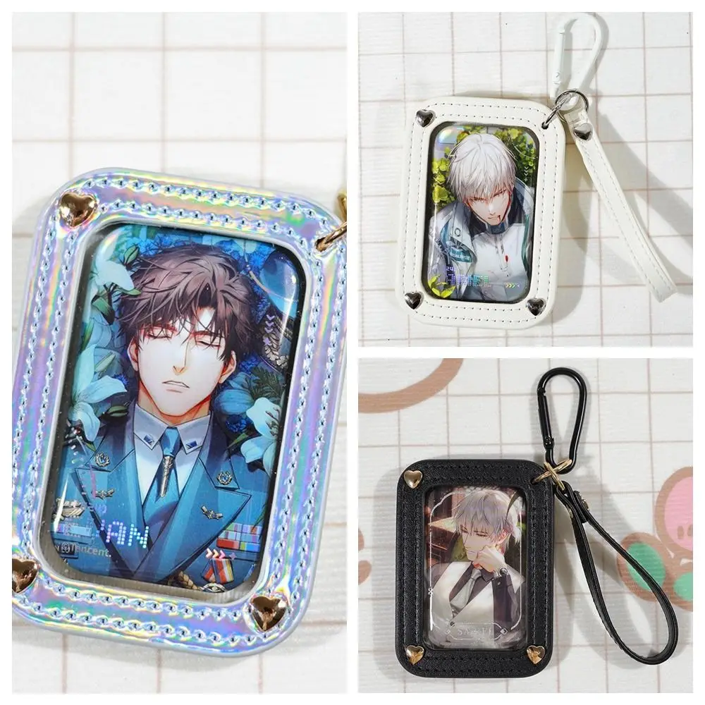 Transparent Badge Ita Bag Anime Badge Holder Card Holder Keychain Card Holder Pins Display Base Laser Leather Square