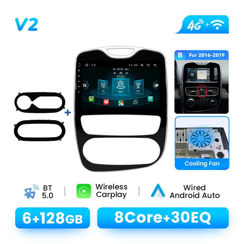 10,1-inch Android 14-autoradio voor Renault Clio 4 2012-2019 | Draadloze CarPlay GPS DSP AI Voice RDS Plug en Play Multimedia
