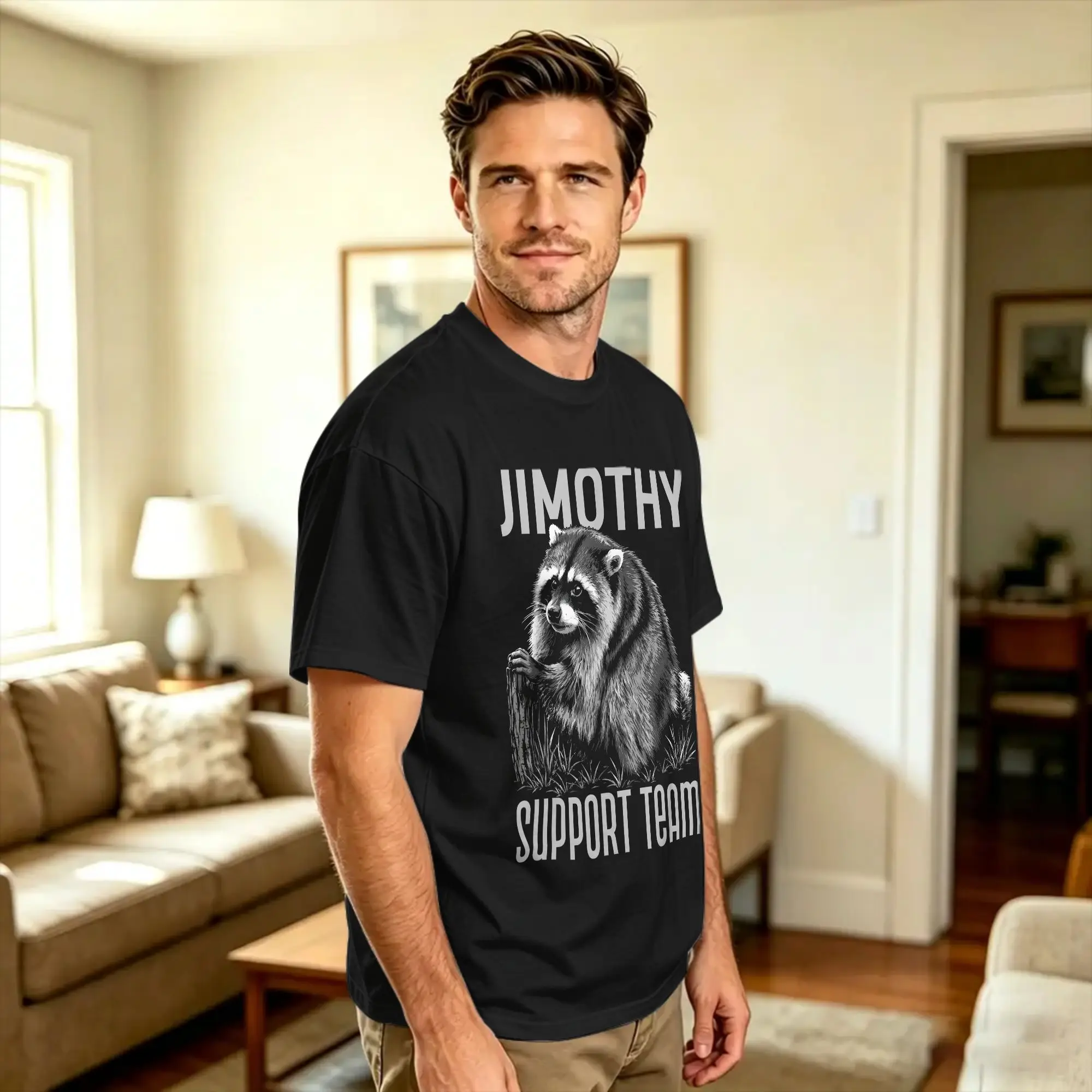Timothy Raccoon Viral Meme Jimothy T Shirt Summer  Trendy Cool T-Shirts Pure Cotton O Neck Oversize Tees Short-Sleeve Tshirt