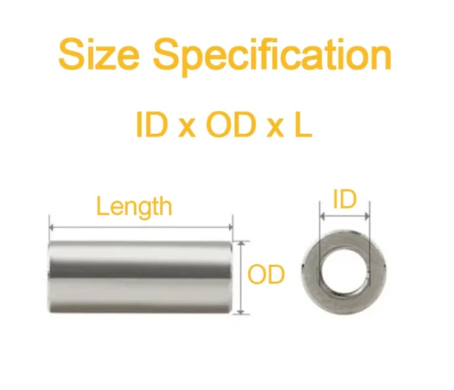 M8 M10 M12  Stainless Steel Bushing Washer Gasket Unthreaded Round Hollow Standoff Spacer Sleeve Thickened Style L=1-20mm