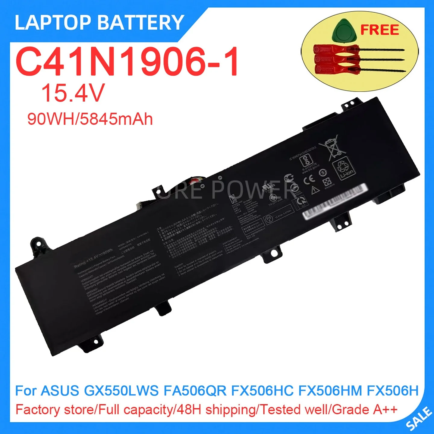 New Laptop Battery C41N1906-1 15.4V 90WH 5845mAh High Quality For ASUS GX550LWS FA506QR FX506HC FX506HM FX506H