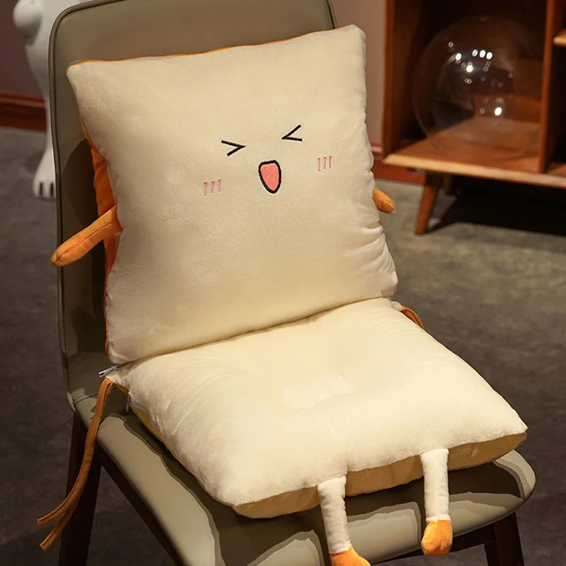 Cartoon Toast Bread One-Piece Cushion Detachable Back Cushion for Bay Window Tatami Cute Super Soft Rebound Office Nap Pillow