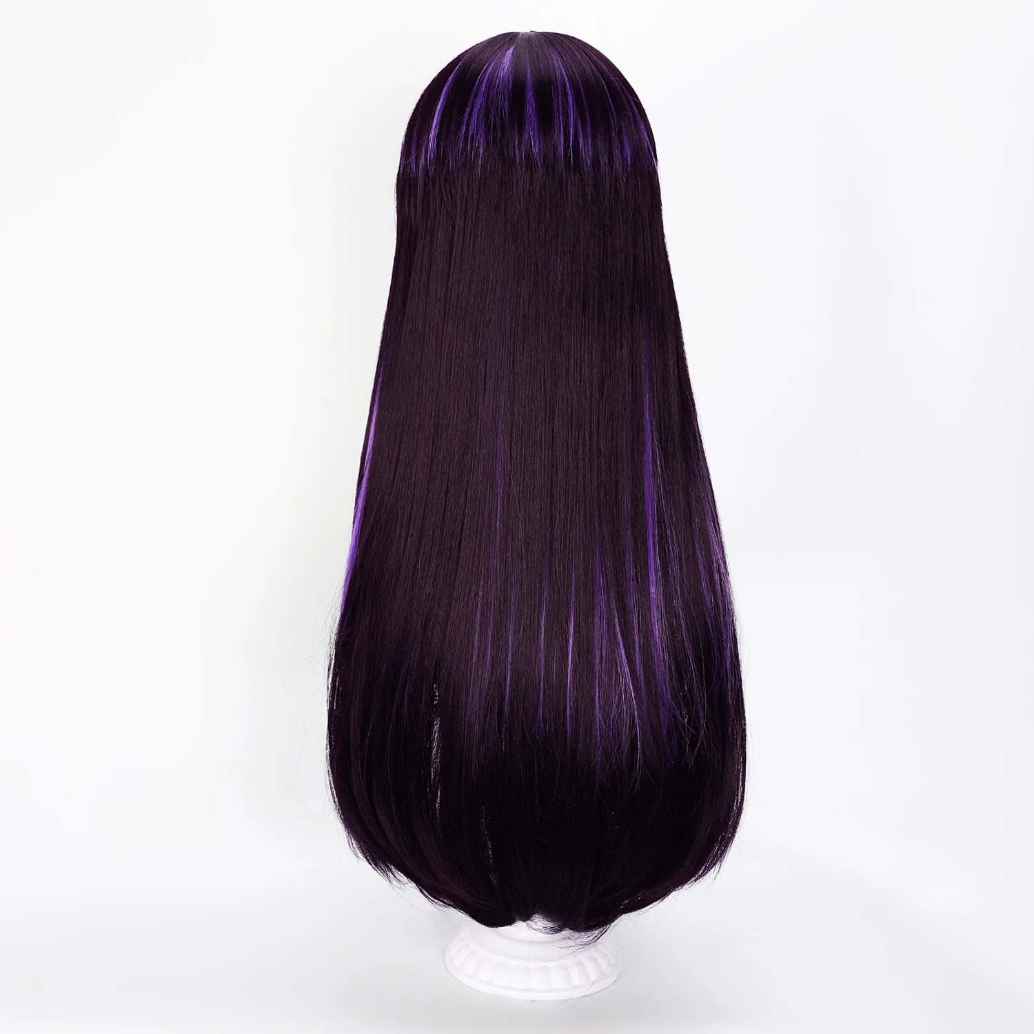 Cosplay Wig Mobile Suit Gundam‌ Anime Wig Nyaan Long Straight Dark-Purple Cos Wig Game Role-Play Simulation Scalp Synthetic Wig