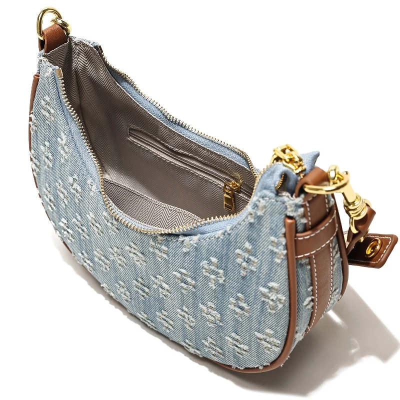 Fashion Denim Hobo Bag 2026 Spring/summer Youth Sweet Crescent-shaped Shoulder Bag Large Capacity Zipper Commuter for Work - view 5