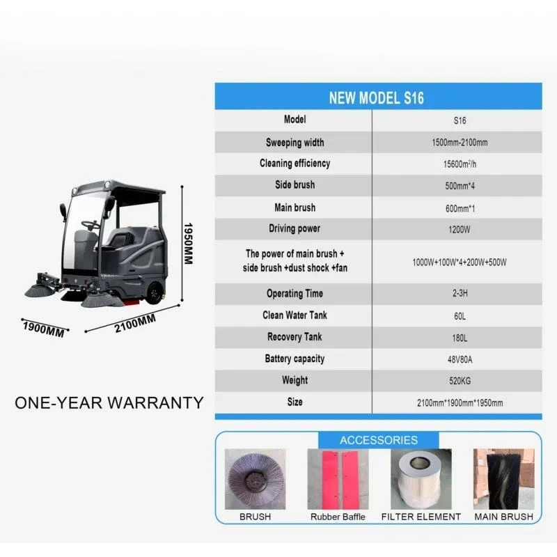 Commercial Sweeper Cleaning Vehicle with Water Tank for Parking Lot Logistics Warehouse B2B Cleaning Equipment