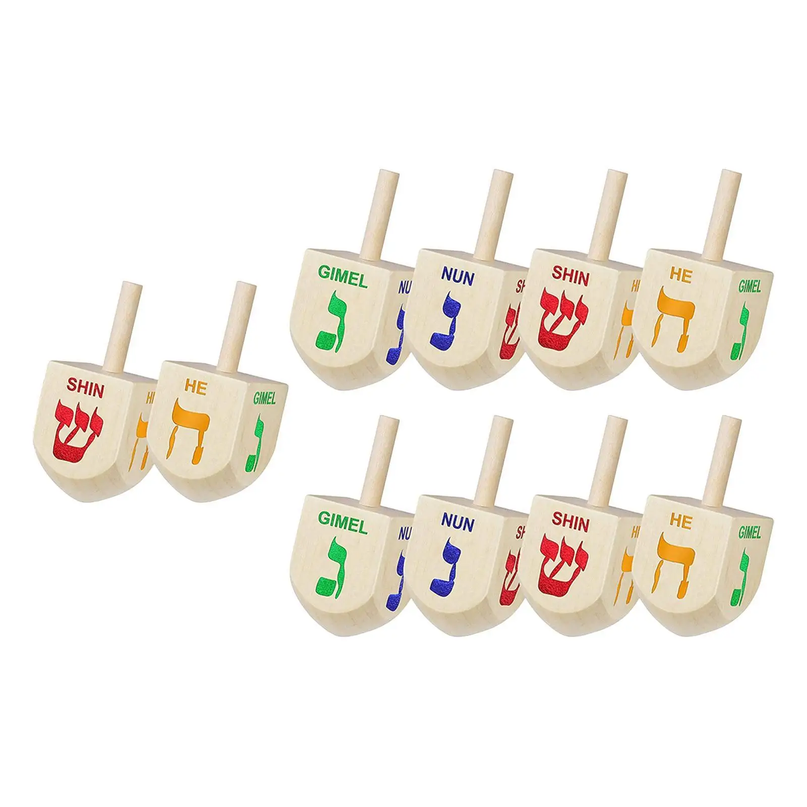 

10Pcs Wooden Dreidels Hand Painted DIY Crafts for Game Home Decor Party