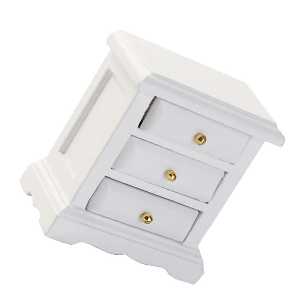 Dollhouse Chest of Drawers Cabinet Mini Bedside Table Furniture Toy Micro Wooden Miniature