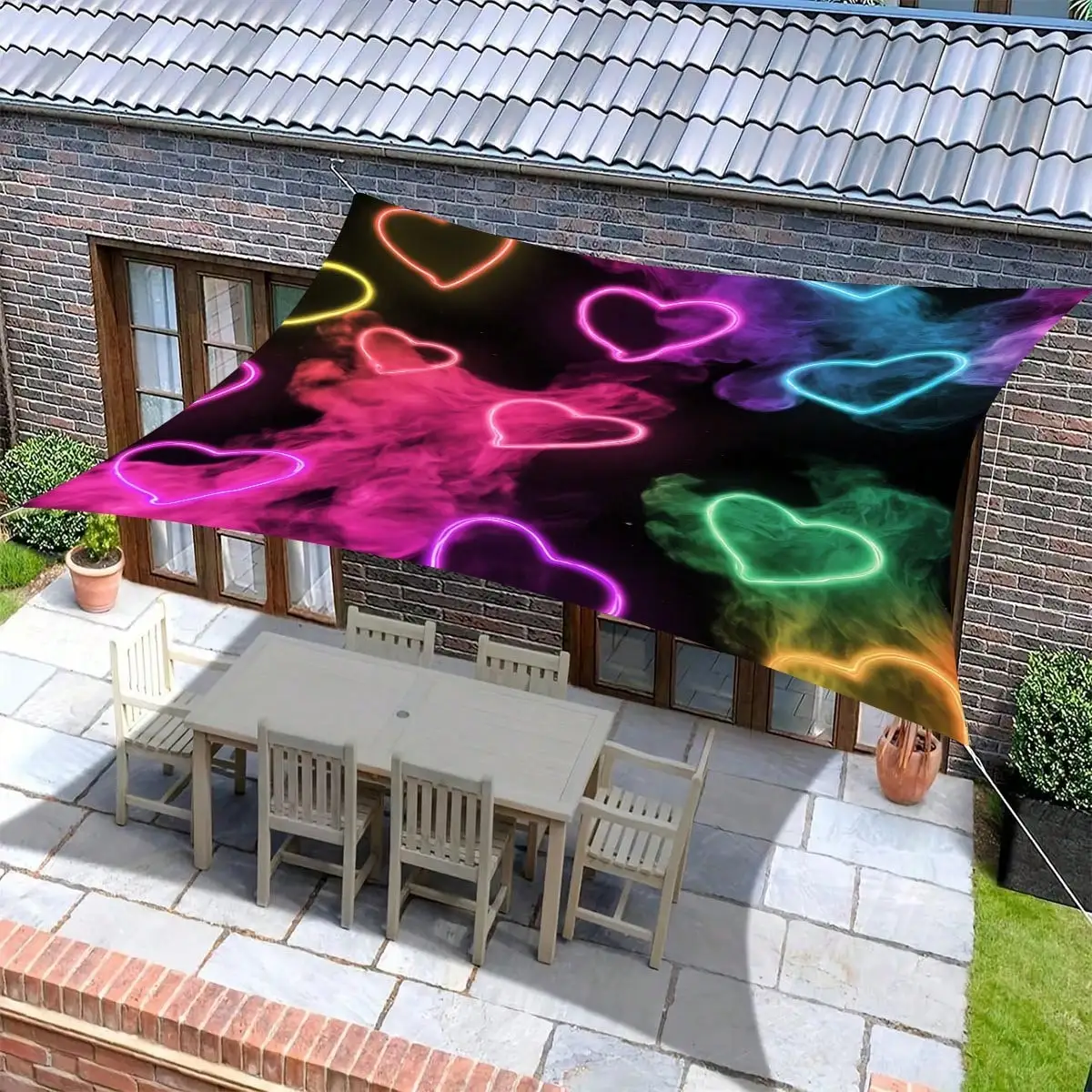 

Heart Pattern Polyester Camping Tarp, Rain & Sun Proof, Must-Have For Picnic & Camping MXHQ