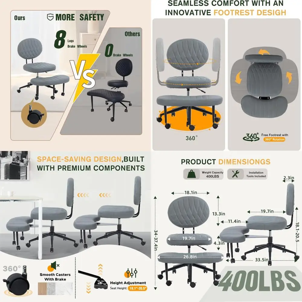 

Эргономичное кресло для медитации с регулируемой высотой и поворотной подставкой для ног для дома, офиса и йоги