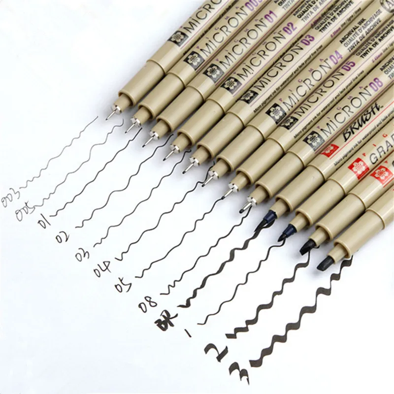

3pcs Sakura Pigma Micron Fine Pen Waterproof Smooth Black Ink Fineliner Drawing Pens Art Sketch Marker Liner Rotulador Painting