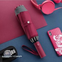 High-end 10 Bone Automatic Umbrella Enlarged Thickened Windproof Rainproof Safety Reflective Edges Business Tri-fold Umbrella