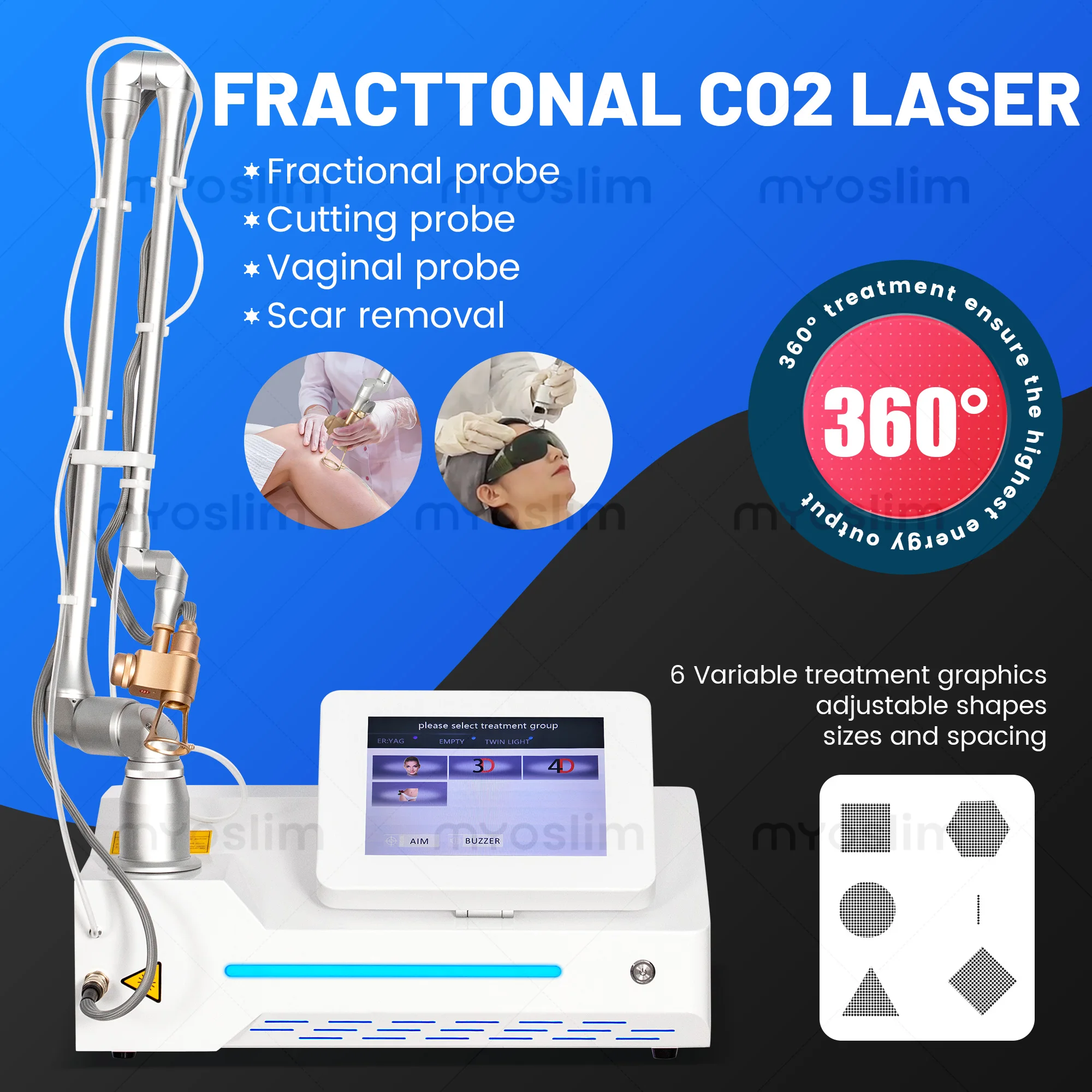 Professional Portable 60W High Power CO2 Fractional Lase Machine Skin Rejuvenation Stretch Marks Improvement Scar Care Beauty
