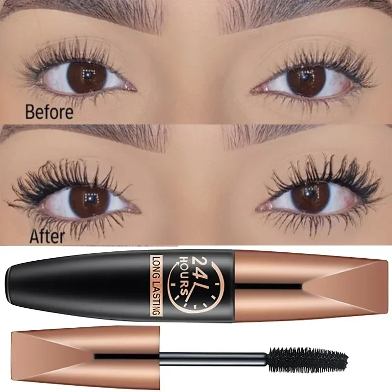 Waterproof Mascara Lengthens Anti-sweat Eyelashes Extension Black Silk Fiber Mascara Women Non-smudge Mascara Makeup Cosmetics