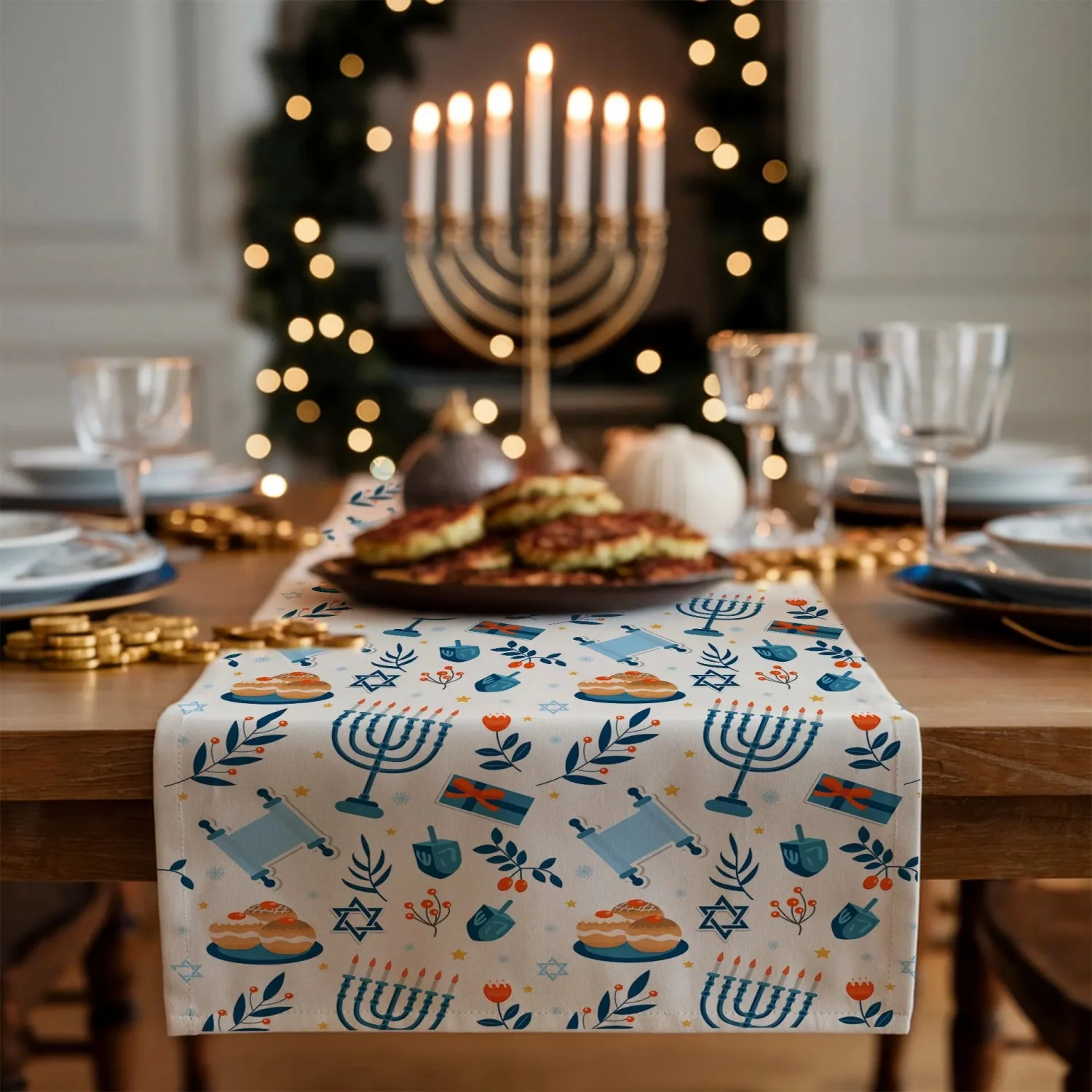 

Hanukkah Table Runner, Menorah Table Runner, Chanukah Table Runner, Hanukkah Decorations, Hanukkah Decor, Hanukkah Gifts