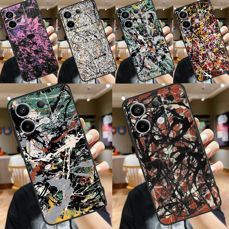 Jackson Pollock Free Form painting Cover For Xiaomi Redmi Note 13 Pro 12 11 9 10 Pro 9S 10S 11S 12S Redmi 12 10C 12C 13C Case