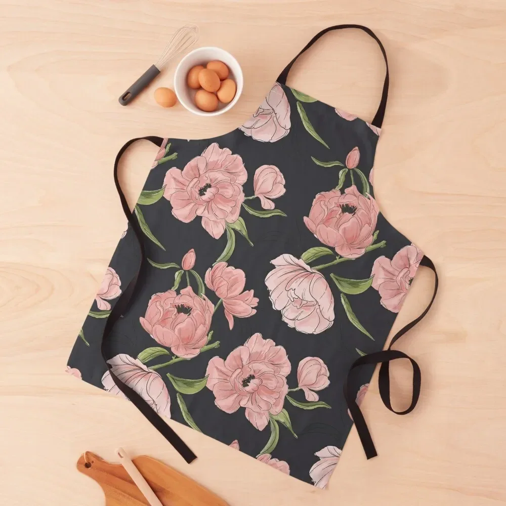 

Modern floral peony pattern Apron Manicurists Costume Waiter Cute Kitchen kitchen utensil Apron