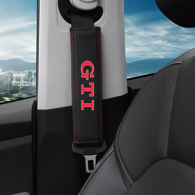 GTD For VW Volkswagen Golf 3 4 5 6 7 8 R MK4 MK7 MK6 MK5 1pc Cowhide Car Interior Seat Belt Protector Cover For car Auto Acces