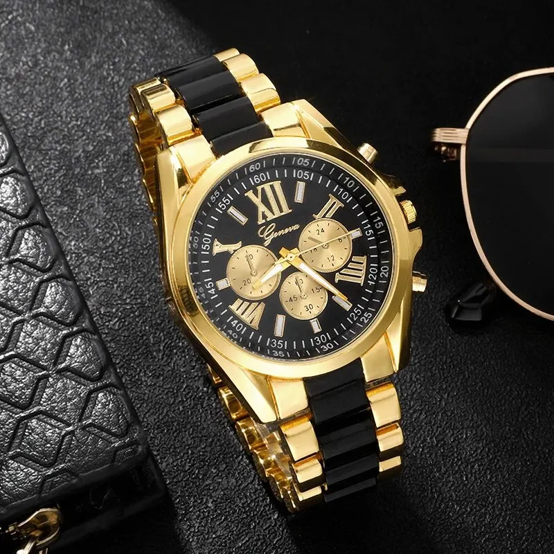 Fashion Mens Watches Luxury Stainless Steel Quartz Wristwatch Luminous Clock Men Business Casual Watch Bracelet Set Reloj Hombre