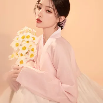 여성용 2023 전통 의상, 궁전 한복, 우아한 모던 패션, 럭셔리 드레스, 파티 무대 사진, 분홍색 한국 옷 