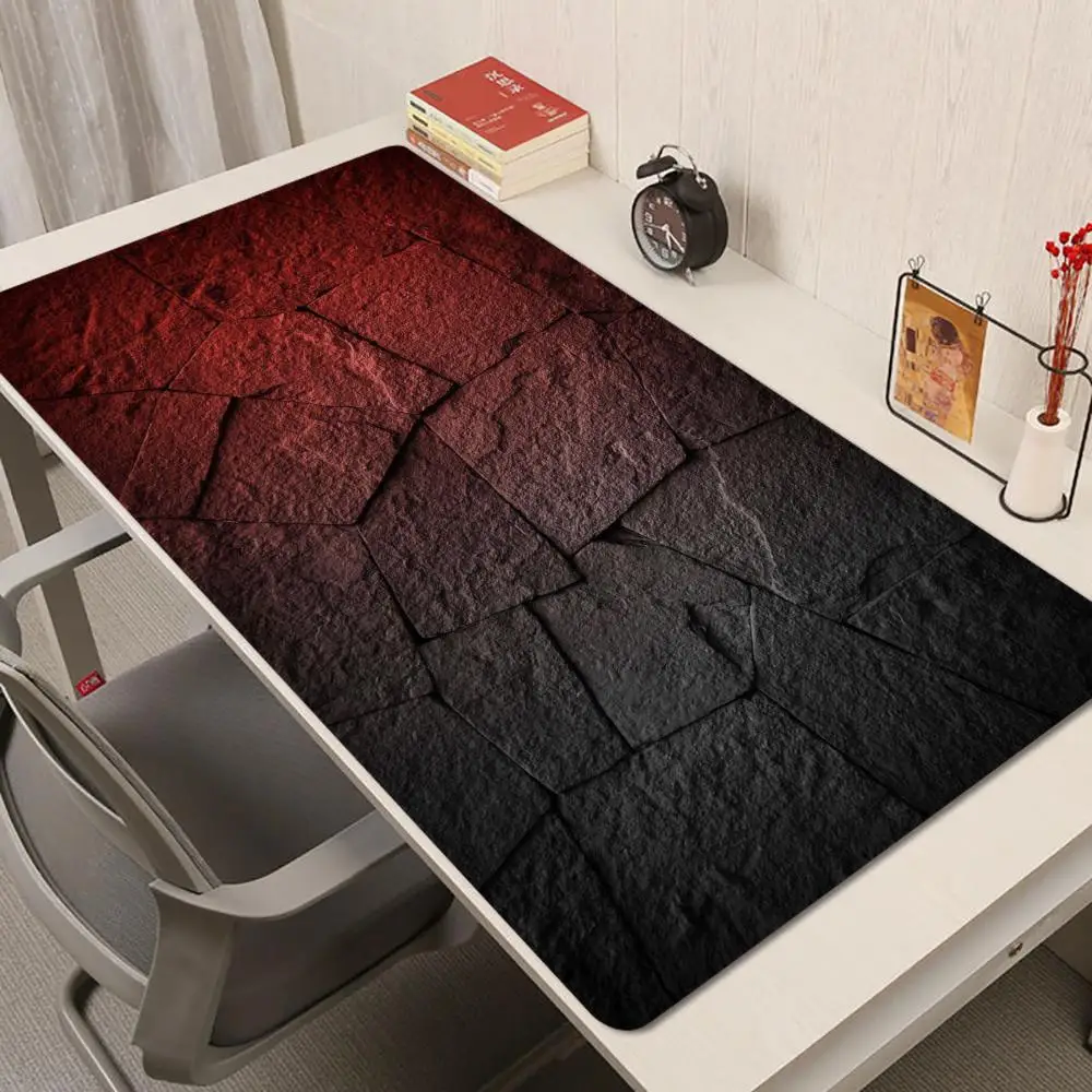 Red Cracked Stone Wall Play Mat Precision Tracking Stitched Edges Gaming Mouse Pad For Rugged Style