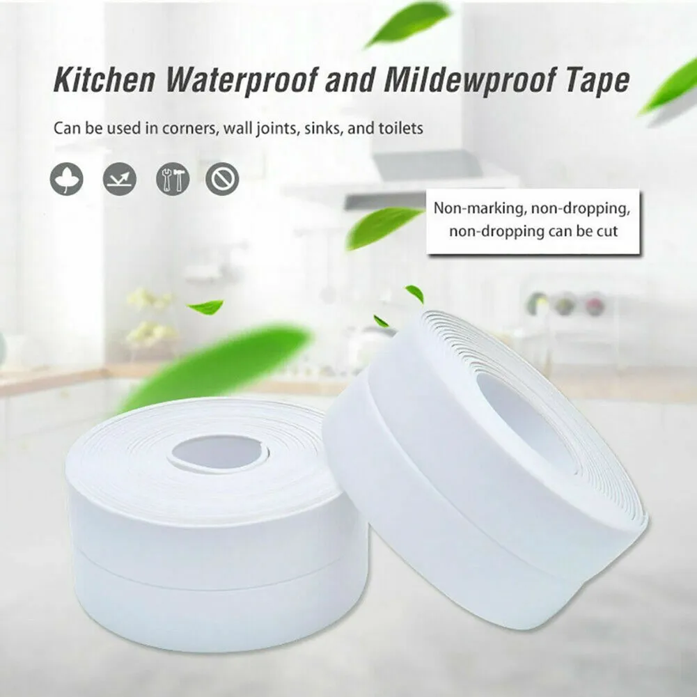 

Уплотнительная лента для ванной 3.2M*22MM (широкая, 126.0 дюймов), белая, новая, для герметизации ванны, кухни, раковины, стен