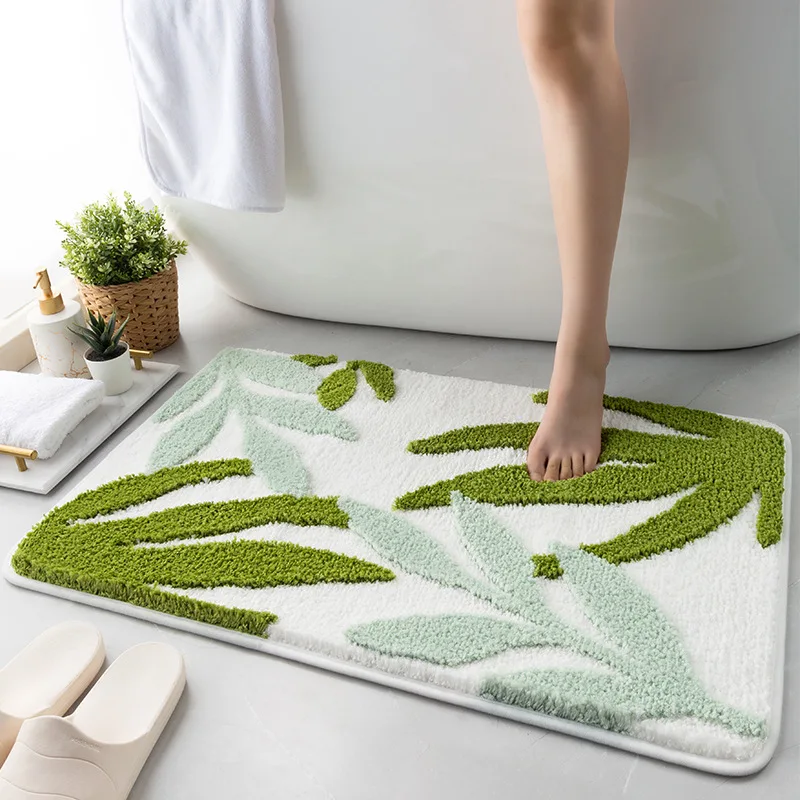 

Bathroom Doormats Cartoon Flocking Carpet Breathable Eco-friendly TPR Non-slip Bottom Rug Water Absorption and Quick Drying Mat