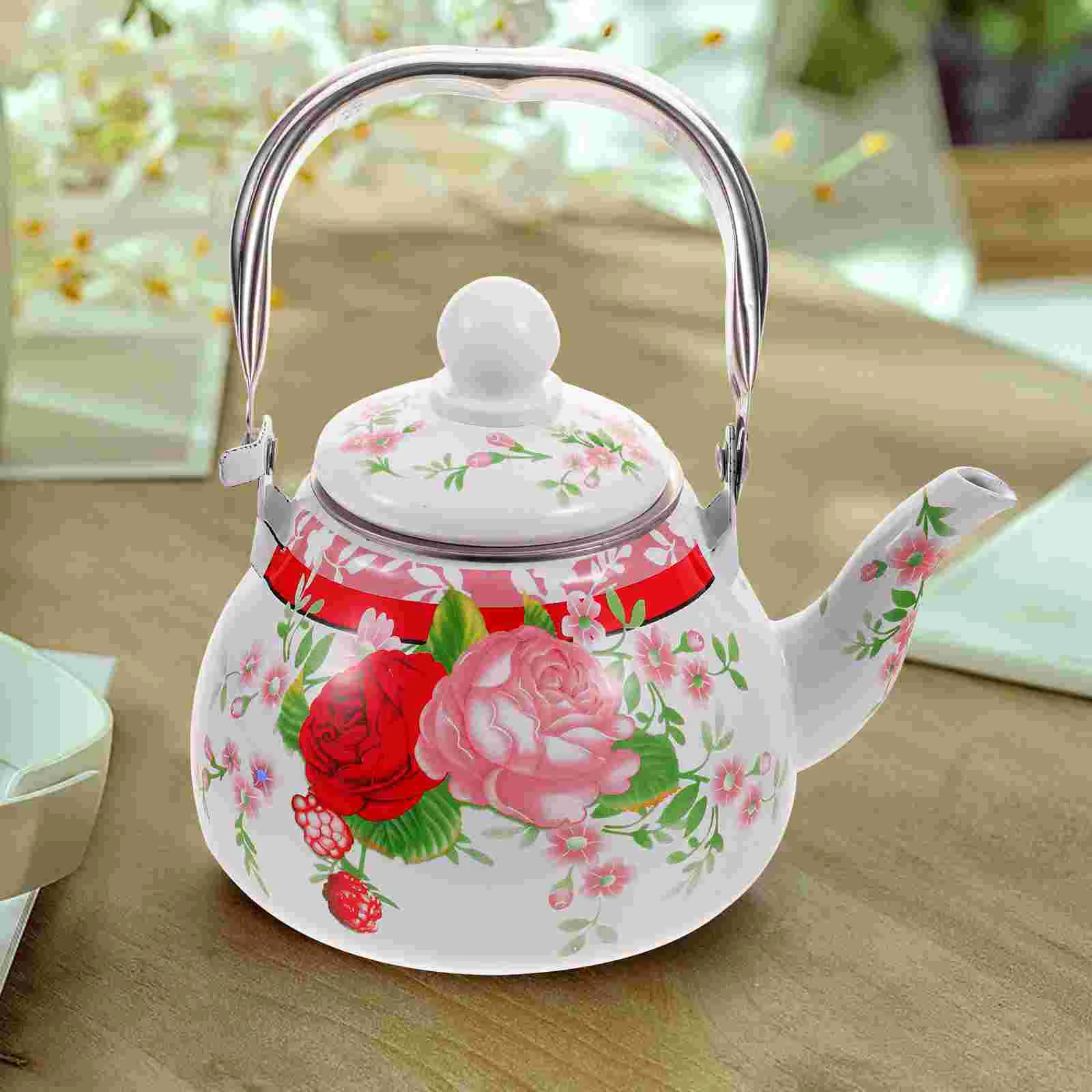 Retro Coffee Maker Enamel Teapot Kettle Camping 1900X1350X1350CM Water Boiling Enameled Household Serving