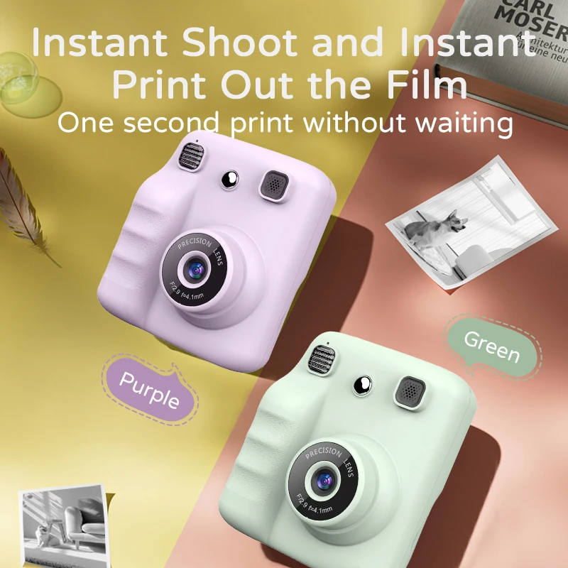 

Instant Print Camera Portable Thermal Printing Digital Camera 2.4inch HD Display USB Rechargeable for Gifts Daily Photography