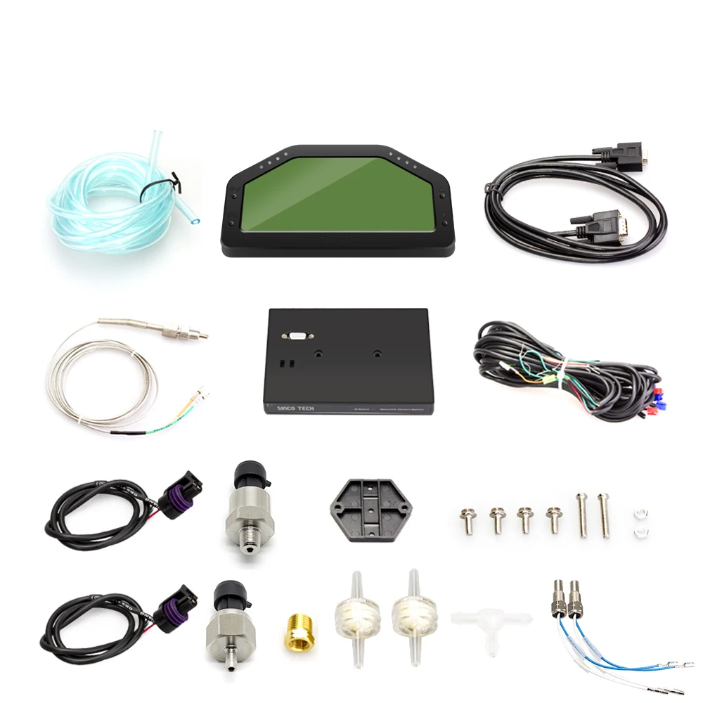 9 in 1Universal Dash Race Display Wire Harness Set Dashboard LCD Screen Gauge Waterproof Full Sensor Kit Dashboard For Rally Car