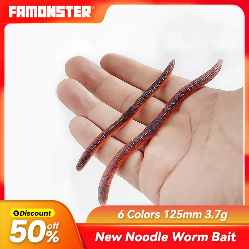 

Famonster Fishing Lure Soft100mm125mm Silicone Senko Noodle worm Bait Neko Rig Flick Shake Earth Artificial Shad For Bass Pike