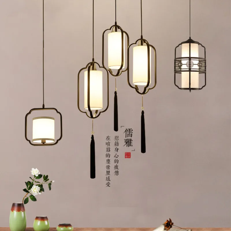 

new Chinese chandelier living room bedroom bedside chandelier bar counter zen Chinese style tea room restaurant single head lamp