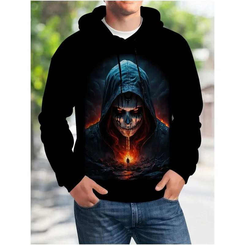 2024 Death Skull Angel and Demon 3D full print men\'s vest autumn and winter fashion original hoodie hoodie casual clothing