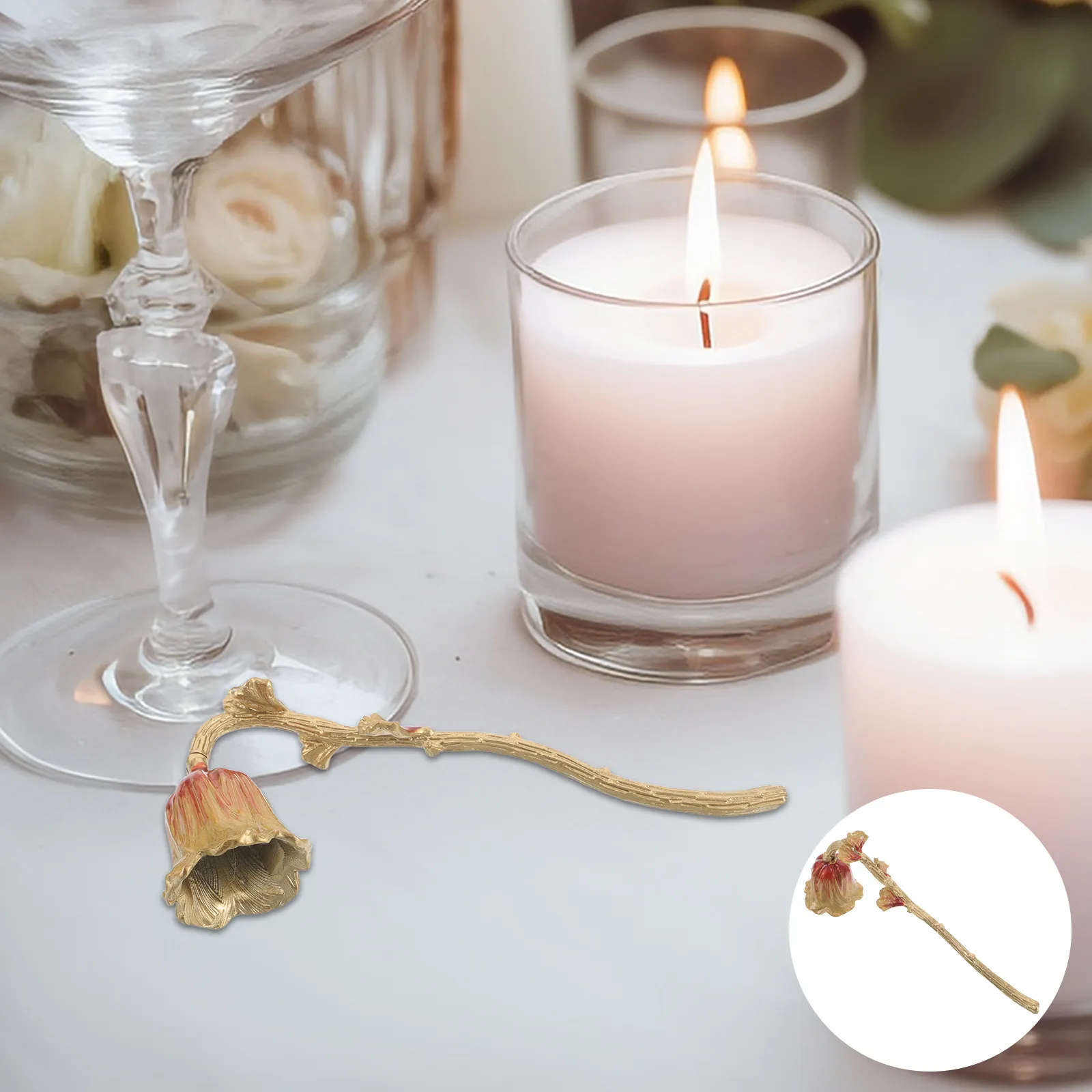 

Винтажный металлический гаситель для фитилей с длинной ручкой для безопасного тушения пламени, декоративный ретро-аксессуар